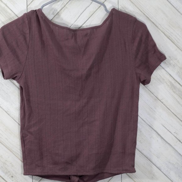 American eagle taupe button up short sleeve tee with tie on front Size XS - Picture 2 of 5